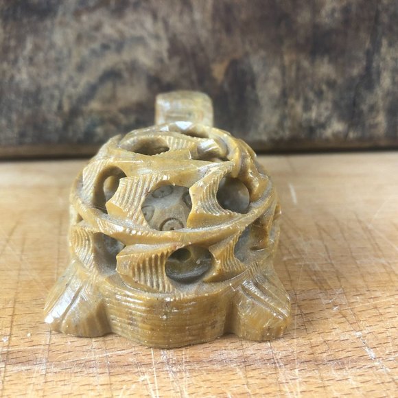 Carved Turtle with Baby Inside Soapstone Figurine Reptile Amphibian - Picture 5 of 7